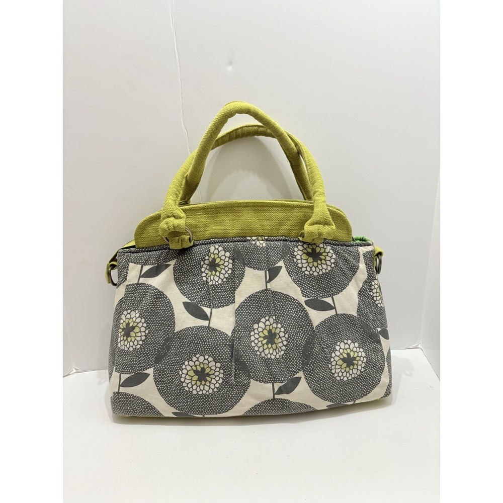 Ketti Large Green Beige Floral Fall Leaf Fabric Shoulder Camera Bag‎